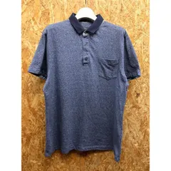 古着 ORIHICA GARAGE オリヒカ L メンズ ポロシャツ Tシャツ生地 襟周りと前立てにドット カットソー 半袖 - ヘザーネイビー・ブルーパープル系