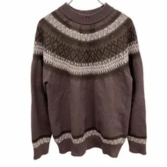 古着 THE SHOP TK ザ・ショップ ティーケー ニット セーター 長袖 ポリエステル×アクリル×ナイロン×ポリウレタン M グレーパープル あずき色 紫×白×黒 レディース