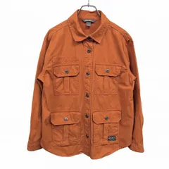 【中古】[印象AB] Eddie Bauer エディーバウアー シャツジャケット レディース S (PS) オレンジブラウン系 茶系 綿100% メタルボタン 裏地無し 長袖 古着のサムネイル
