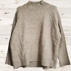 B1611 ユニクロ UNIQLO ニット セーター 長袖(LL XL) ベージュ 無地 ウール ハイネック タートルネック