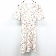 古着 トッコ tocco closet ワンピース 花柄 ハートシェイプドネック 裏地付き 半袖 ポリ100% M ピンク×ホワイト×グリーン ピンク レディース