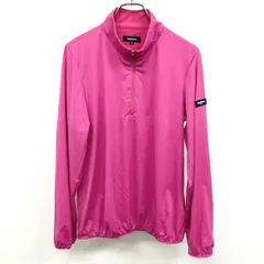 【中古】[印象A] Paul Stuart ポールスチュアート プルオーバージャケット レディース M ピンク ポリ100% ハイネック 右袖にラバーロゴワッペン 薄手 裏地無し ハーフジップ 袖口と裾にゴム 長袖のサムネイル