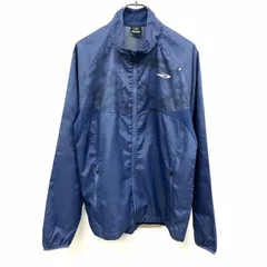 【中古】[印象A] TIGORA RUNNING ティゴラ ランニング ジャケット メンズ L ブルー系 ポリ100% ロゴプリント ラグランスリーブ ハイネック 背中の上半分にメッシュ裏地 背中にベンチレーションスリット ロングテール 薄手 ジップアップのサムネイル