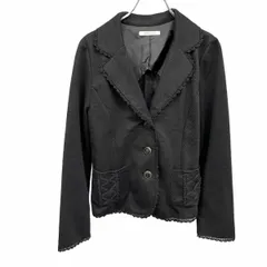 【中古】[印象AB] axes femme アクシーズファム カットソージャケット / テーラードジャケット レディース M ブラック 黒 ポリ100% 3つボタン留め ノーベント フチにレース 裏地無し 長袖のサムネイル
