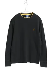 【お得なクーポン配布中!】 ポロ ラルフローレン 長袖 サーマル Tシャツ メンズ M / ロンT ワッフル コットン カットソー ワンポイント ストレッチ インナー ブラック