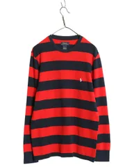 【お得なクーポン配布中!】 ポロ ラルフローレン ボーダー 長袖 サーマル Tシャツ メンズ L /  ロンT アンダーシャツ ワッフル カットソー ワンポイント 2トーン 赤 紺