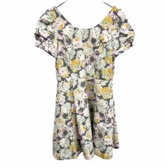 【新品】シュープリームララ Supreme.La.La. ワンピース 花柄 裏地付き 半袖 ポリ100% M ピンク×グレー×茶系×緑系×白系 レディース