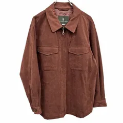【中古】[印象A] THE SCOTCH HOUSE ザ・スコッチハウス シャツジャケット メンズ M ブラウン 人工皮革(ミクロフィブリックス) 内ポケット×２ フェイクスエード フルジップ 無地 総裏地 長袖のサムネイル