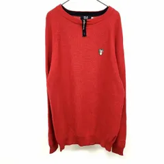 【中古】[印象AB] FILA SPORT フィラ スポーツ プルオーバー / ニット / セーター メンズ L 赤 綿100% ストレッチ ロング丈 ハーフジップ ラバーロゴワッペン ラグラン 長袖のサムネイル