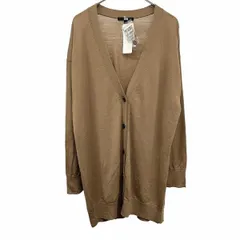 【新品】[印象N] UNIQLO ユニクロ カーディガン / ニット レディース L ブラウン 茶 エクストラファインメリノウール100% 薄手 Vネック 無地 長袖