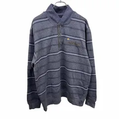 【中古】[印象AB] Golden Bear ゴールデンベア カットソー メンズ LL XL ヘザーネイビー 杢紺×茶 アクリル×レーヨン×ポリ 裏起毛 ボーダー クマの刺繍 胸ポケット 長袖のサムネイル