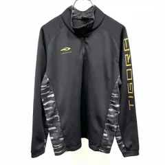 【中古】[印象B] TIGORA ティゴラ シャツ メンズ M ブラック×グレー 黒 ポリ100% ハイネック ロゴプリント スポーツ ハーフジップ サイドにデジタルカモ 迷彩 ラグラン 長袖のサムネイル