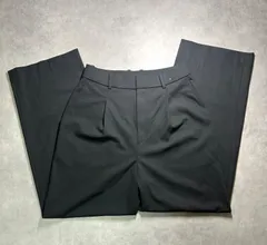 ユニクロ タックワイドパンツ M ブラック 221-483133 定番 センタープレス UNIQLO スラックス ワイドシルエット きれいめ オフィス カジュアル ワンタック レディース オールシーズン 美脚 黒