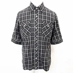 【中古】[印象BC] COMME CA ISM コムサイズム チェックシャツ メンズ L ダークブラウン系など 綿100% ウエスタン ドットボタン留め 両胸ポケット 5分袖のサムネイル