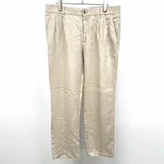 【中古】[印象B] Eddie Bauer エディーバウアー パンツ メンズ 33 ベージュカーキ 麻100% リネン 100% 若干薄手 2タック テーパード ジップフライ ミニロゴパッチ メッシュポケットのサムネイル