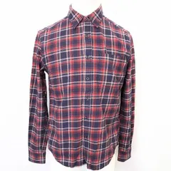 【中古】[印象B] GLOBAL WORK グローバルワーク ネルシャツ メンズ S レッド×ネイビー×ホワイト 綿100% チェック ソフトネル 長袖 胸ポケット付きのサムネイル