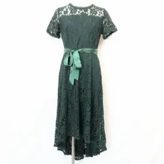 【新品】スイエイ CUI YING 花柄レースワンピース ベルト付き ノースリーブ裏地付き ポリエステル100% L ダークグリーン 緑 レディース