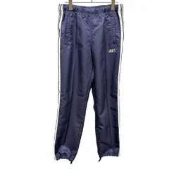 【中古】[印象AB] asics アシックス パンツ メンズ M ネイビー 紺×白 ポリ100% ファスナーなど無し バックポケット無し テーパード メッシュ裏地 裾に調節ゴム スポーツのサムネイル