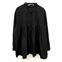 【中古】[印象AB] HEAVENLY ヘブンリー フレアシャツ レディース ブラック 黒 綿100% バンドカラー くるみボタン タック 無地 長袖 ロングスリーブのサムネイル