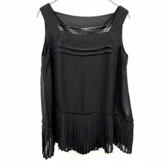 【新品】アズールバイマウジー AZUL by moussy ノースリーブ プルオーバー トップス 肩ひも 裾プリーツ 裏地付き ポリ100% M 黒 レディース