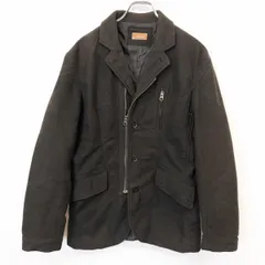 【中古】[印象AB] ikka イッカ テーラードジャケット メンズ M ダークブラウン こげ茶 ポリ100% 脇にハトメのベンチレーションホール付き ボタン留めのサイドベンツ フェイクスエード ライダース風 裏地付き 袖口ジップ 長袖のサムネイル