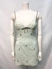 2627 ROBE de  FLEURS ローブドフルール キャバクラ ドレス ツイードニット ストーン リボン タイト ミニ 伸縮性 キャバドレス S