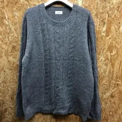 【中古】[印象B] JUNRED ジュンレッド メンズ Lサイズ グレー アクリル×ナイロン×ウール メランジニット 丸首 ケーブル柄 柔らか生地感 セーター 長袖のサムネイル