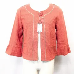 【新品】[印象N] DRESKIP ドレスキップ レディース M サーモンピンク 綿100% カットソージャケット ノーカラー カーディガン トップス 2つボタン 長袖 無地のサムネイル