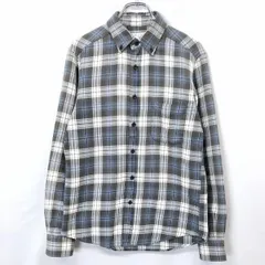 古着 GREEN LABEL RELAXING UNITED ARROWS シャツ チェック ボタンダウン 長袖 綿100% S ブルー×ダークブラウン×オフホワイト ×白系 メンズ