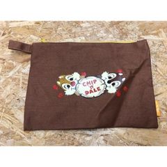 [중고] [인상 B] Disney 디즈니 파우치 칩과 데일 프린트 가방 가방 가방 브라운 × 베이지 갈색
