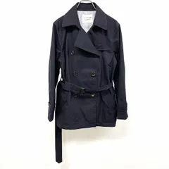 【中古】[印象AB] any FAM エニィファム ハーフトレンチコート レディース 2(B81-85/H89-93/T158-164) 紺 綿100% 若干薄手 裏地付き ボタン留め 無地 長袖のサムネイル