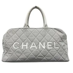 CHANEL 希少 シャネル スポーツライン ロゴ ハンドバッグ ミニボストンバッグ A15457 6番台シリアル グレー ホワイト 補色あり ヴィンテージ アンティーク レディース BCランク 鑑定済 中古 シャネルバッグ