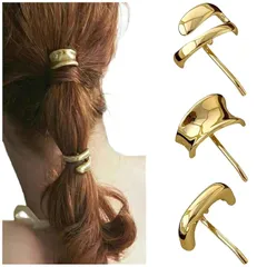 【新品】 FASELE ポニーフック ヘアカフ ヘアアクセサリー 3個セット 蝶結び メタル ヘアアレンジ おしゃれ 大人 ヘアフック ヘアカフス ヘアアクセ レディース カーブ アーチ 1