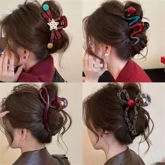 【新品】 SITEDAN バンスクリップ リボン 毛量多い ヘアクリップ 大きめ 4個セット 髪留め クリップ しっかりまとめる 髪飾り ヘアアクセサリー 洗顔 お風呂 ヘアアレンジ 韓国 可愛い