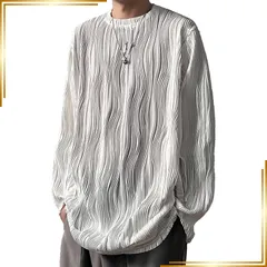 【新品】 [Zleufirty] 長袖 tシャツメンズ ゆったり ロングtシャツ 人気 無地 トレーナー メンズ シンプル クルーネック トップス カジュアル 丸襟 大きいサイズ 柔らかい肌触り 快適 春秋冬服 (JP, アルファベット, 2XL, ホワイ 1