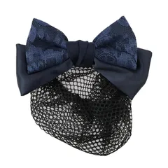 【新品】 美人髪KOEIDO バレッタ シニヨンネット付き 上品で小さめ レースのリボン 日本製 Navy 0