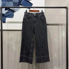 (24インチ) ZARA ザラ レディース カジュアル スリット ブラックデニムジーンズ デニムパンツ