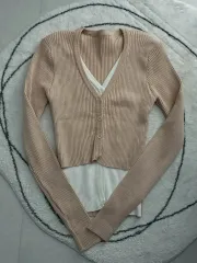 ゴージ ニット バイカラー カーディガン