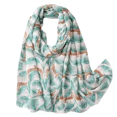 【新品】 WHITE FANG(ホワイトファング) ストール ヒョウ スカーフ おしゃれ ユニーク 大判 綿麻 アフガン カジュアル レディース MA085 (グリーン) 1