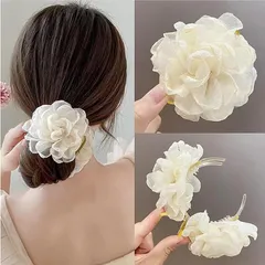 【新品】 HAPVITAL 髪留め バレッタ パール カメリア バナナクリップ ヘアクリップ レディース 簡単 女性用 大きめ ヘアアレンジ ヘアアクセサリー カメリア ミニバンス クリップ ローズ 華やか オフィス ヘアアクセサリ 可愛 バナナクリップ  1