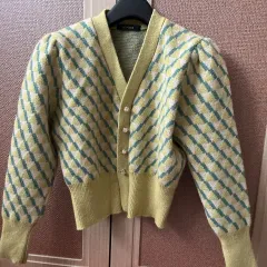 LE PITTA アーガイル ファーパフ カーディガン 出品