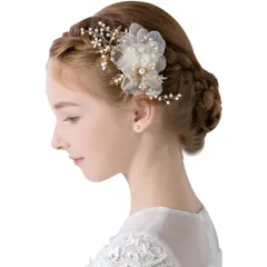 【新品】 ヘアアクセサリー 髪飾り ボックス入り 発表会 結婚式 [ARCADY] 子供 大人も使える 職人の手作り ヘッドドレス (シフォンフラワー) 1