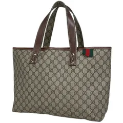 グッチ GUCCI GG柄 トートバッグ シェリーライン ウェブ コーティングキャンバス ベージュ ブラウン 211134 レディース 【中古】