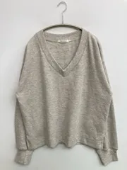 AMERICAN HOLIC アメリカンホリック Tシャツ/カットソー M グレー 無地 ミドル丈 長袖 Vネック