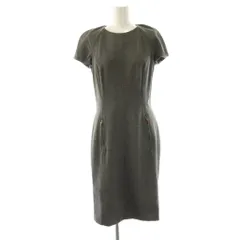 ローレンラルフローレン LAUREN RALPH LAUREN バックジップ半袖ジャージーワンピース タイト 4 グレー /CX ■OS