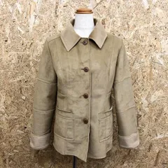 【中古】[印象AB] DGRACE ディグレース レディース 40 イエローベージュ系 ポリエステル100% コート フェイクスウェード ファー裏地 ボタン留め 長袖 無地のサムネイル