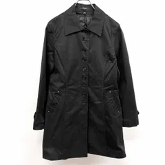 【中古】[印象AB] COMME CA ISM コムサイズム ステンカラーコート レディース M 黒系 綿など ボタン留め 内ポケット無し 薄手の中綿入りのノースリーブライナー付き 本体は袖のみ裏地付き 無地 長袖のサムネイル
