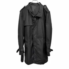 【中古】[印象AB] COMME CA ISM コムサイズム コート メンズ M 黒 綿×ポリ 内ポケット×２ 長袖 ストライプ 裏地付き ジップアップ フライフロント エポレット 少し薄手のサムネイル