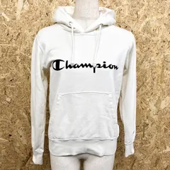 【中古】[印象BC] Champion チャンピオン レディース M オフホワイト 綿×ポリエステル プルオーバーパーカー スウェット 裏毛 カットソー ロゴプリント 長袖