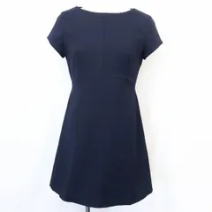 【中古】[印象AB] ZARA TRAFALUC ザラ ワンピース レディース L ネイビー 紺 綿×ポリエステル×ポリウレタン ストレッチ 無地 裏地無し ひざ丈のサムネイル